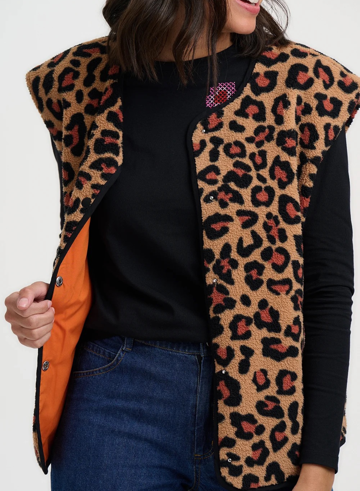 Sugarhill Sophie Fleece Gilet in Brown Leopard