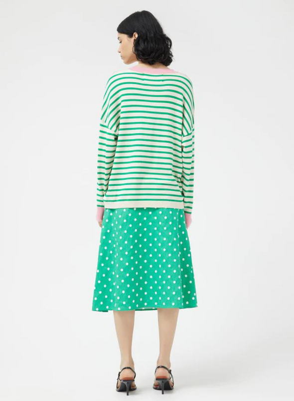 Long Sleeve Top in Green & White Stripes from Compañia Fantastica