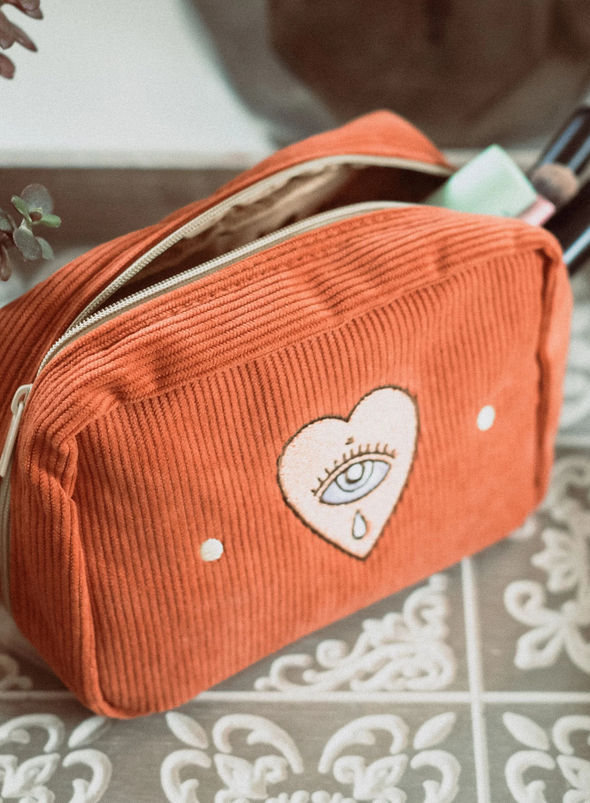 Corduroy Makeup Bag in Rust from Cai & Jo