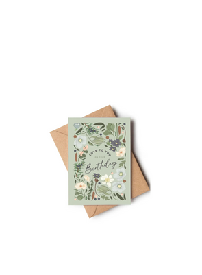 Birthday Love Botanical Pale Green/Grey Floral Card from Wildwood Paper