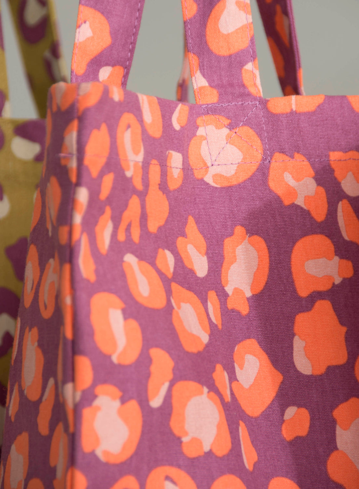 Cotton Bag in Leopard Purple Tales Litchi & Blood Orange from Kado Design