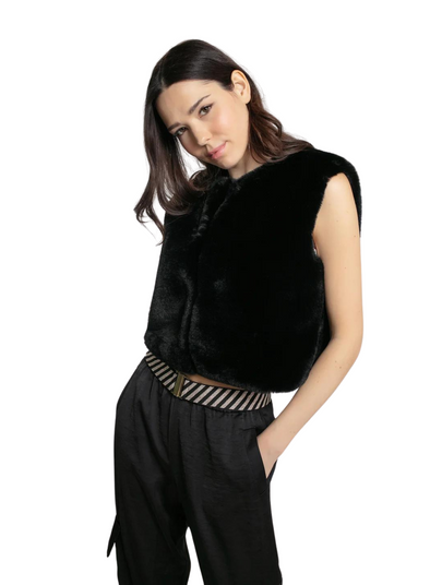 Edelweiss Faux Fur Gilet in Black from Nooki
