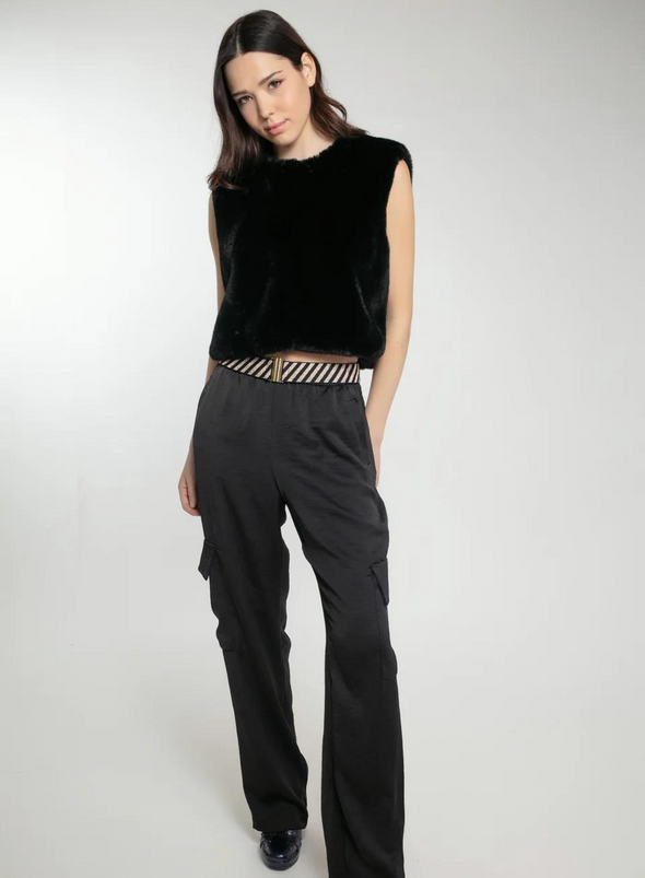 Edelweiss Faux Fur Gilet in Black from Nooki