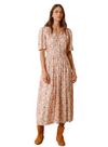 Luise Midi Dress in Peach Print from Indi & Cold