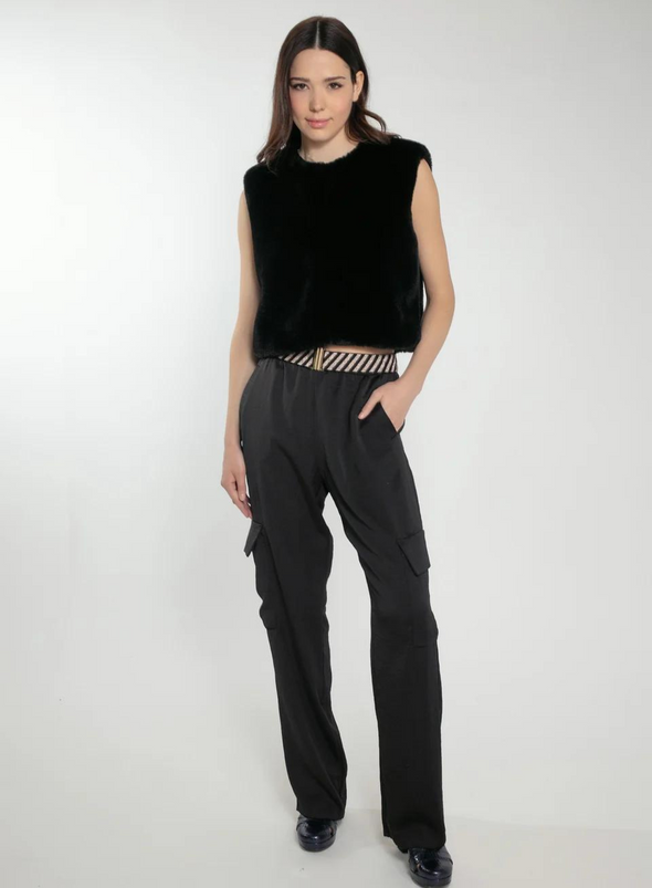 Edelweiss Faux Fur Gilet in Black from Nooki