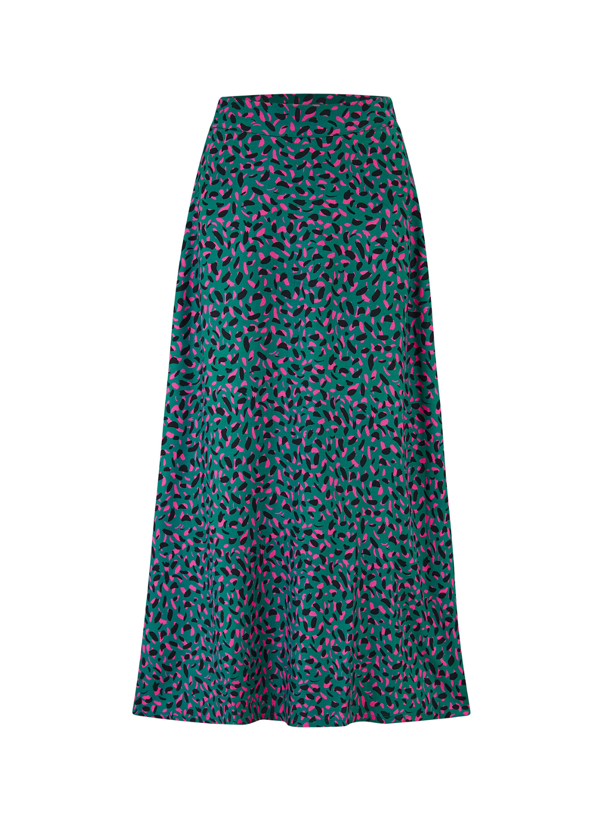 Krista Circle Skirt in Green, Layered Painterly Marks from Sugarhill