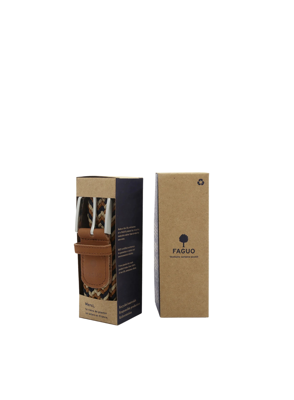 Faguo Woven Belt in Navy Blue & Beige NAV21