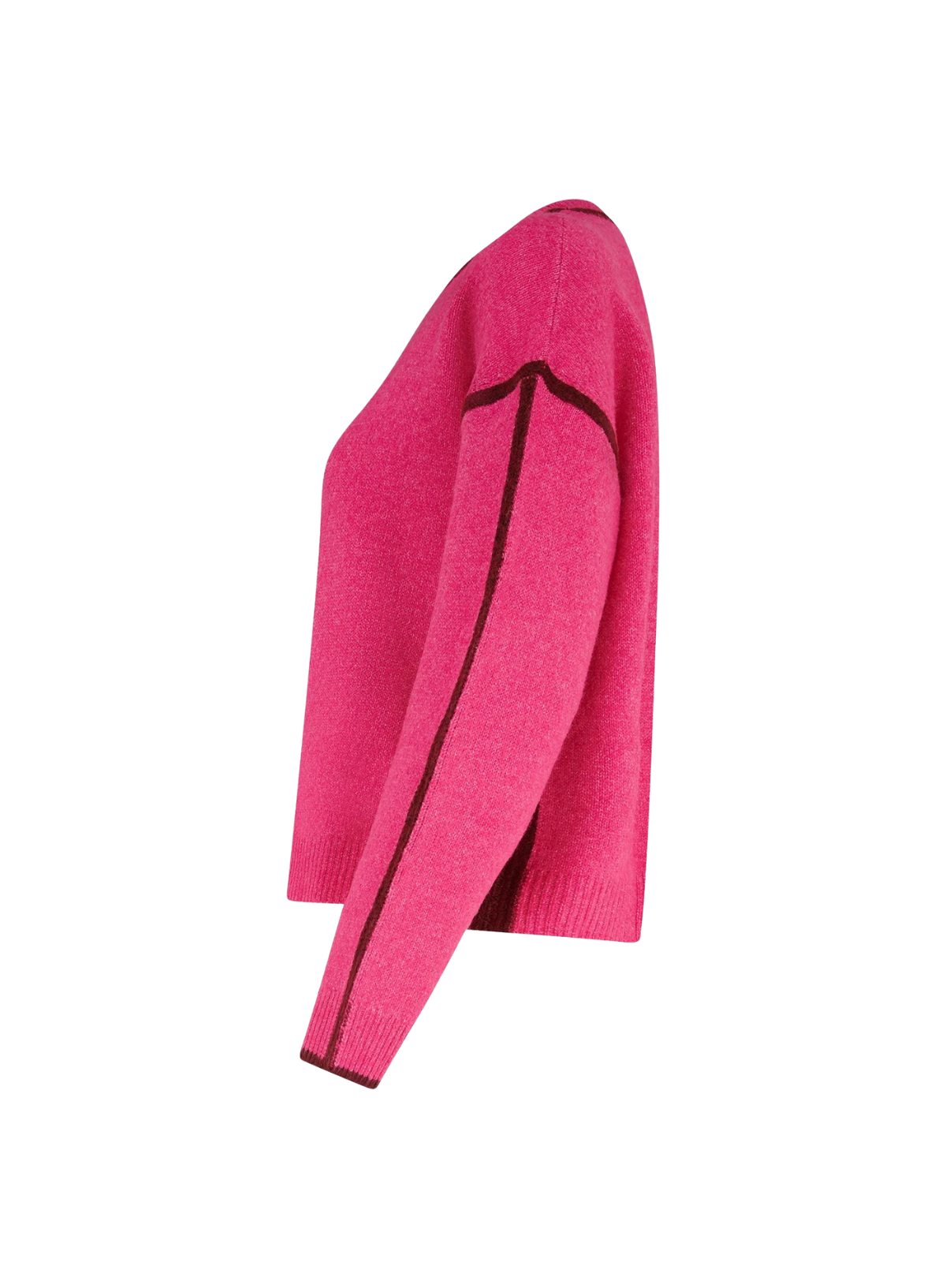 Sugarhill Rozalia Jumper in Hot Pink with Burgundy Trim