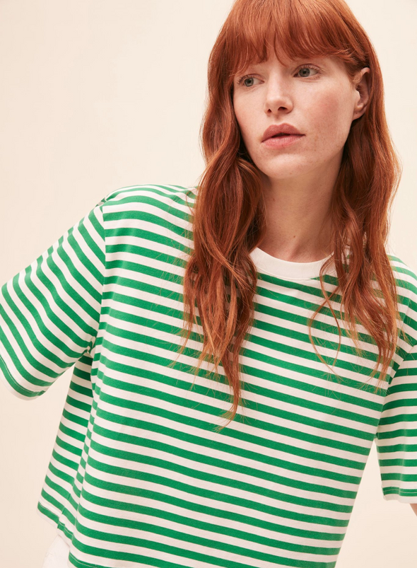 Milano T-Shirt in Green Stripes from Suncoo