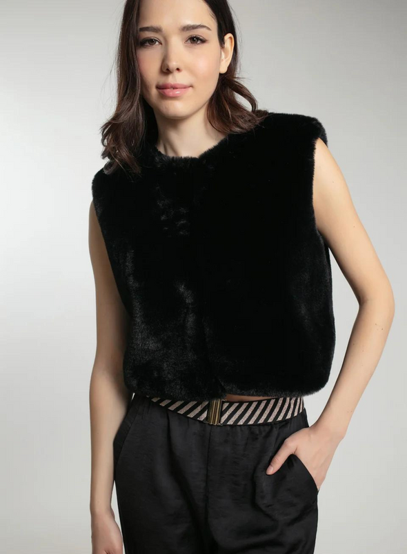 Edelweiss Faux Fur Gilet in Black from Nooki