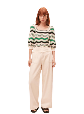 Patrici Knit Top in Green Stripes from Suncoo