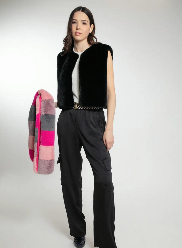Edelweiss Faux Fur Gilet in Black from Nooki