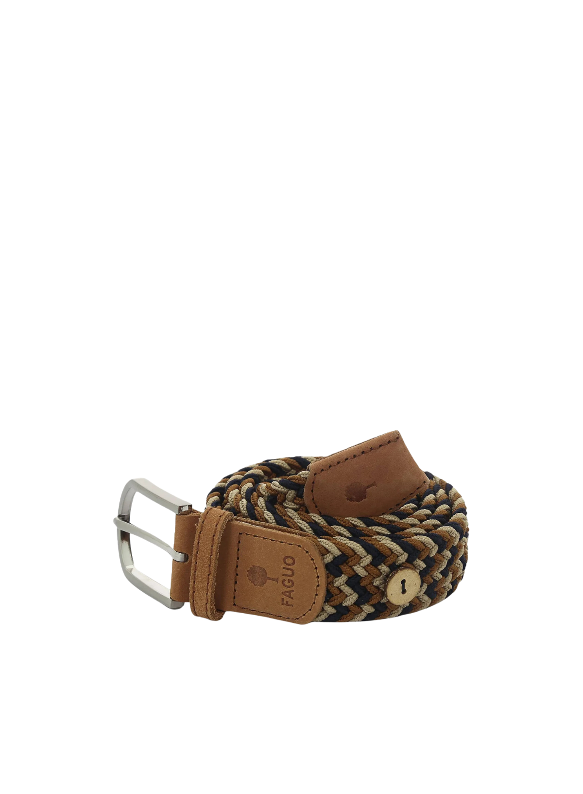 Faguo Woven Belt in Navy Blue & Beige NAV21