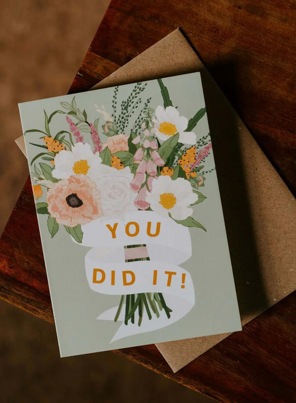 You Did It! Floral Bouquet Celebration Congratulations Card from Wildwood Paper