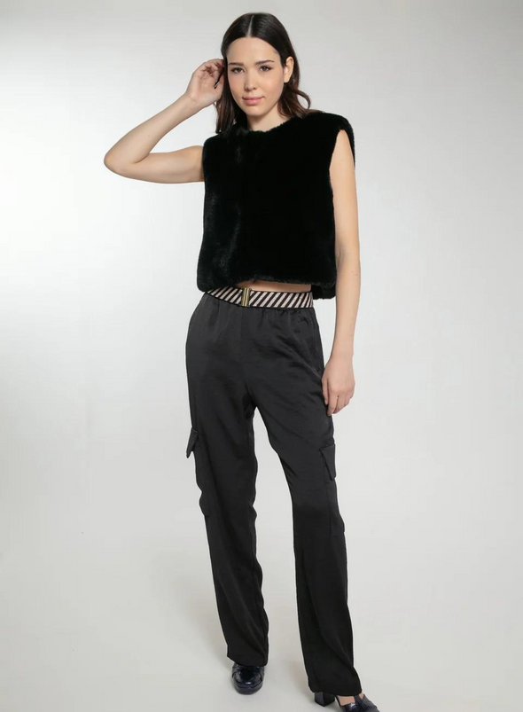 Edelweiss Faux Fur Gilet in Black from Nooki