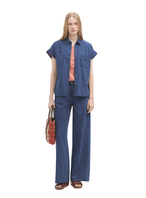 Striped Denim Shirt in Dark Denim from Nice Things