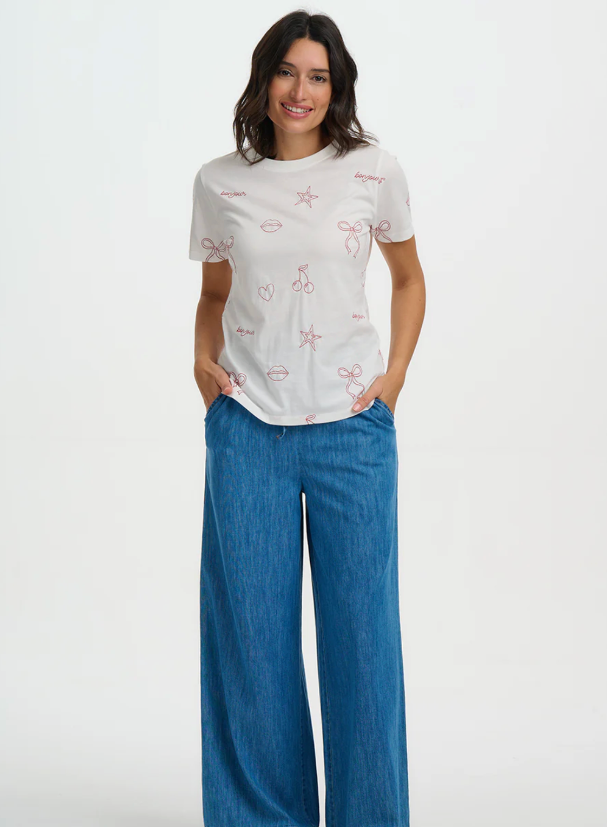 Sugarhill Maggie T- Shirt Off White, Chic Embroidery