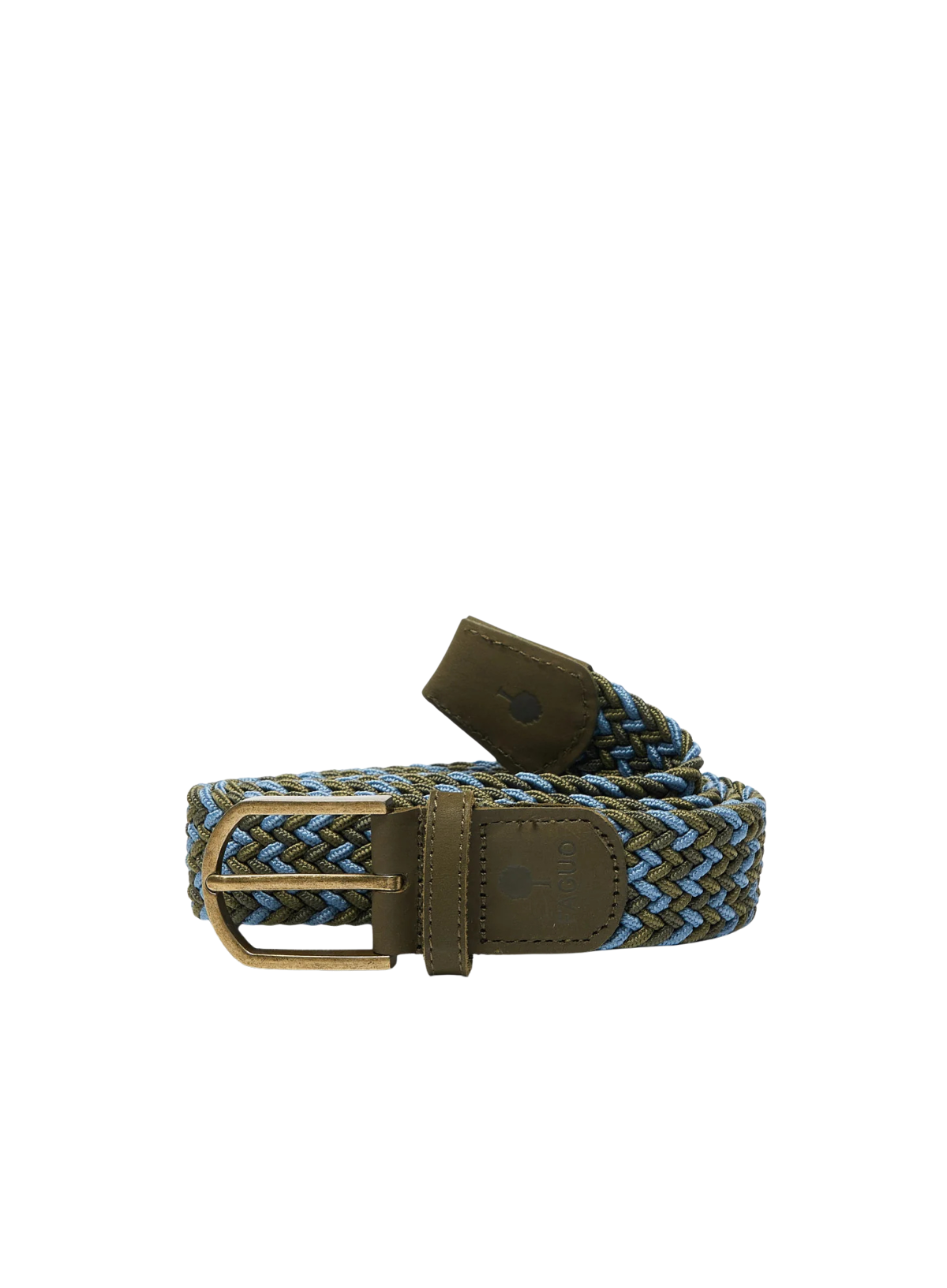 Faguo Woven Belt in Khaki & Blue KAK18