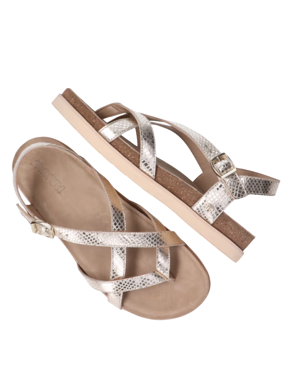 Maruti Fae Leather Gold Sandals