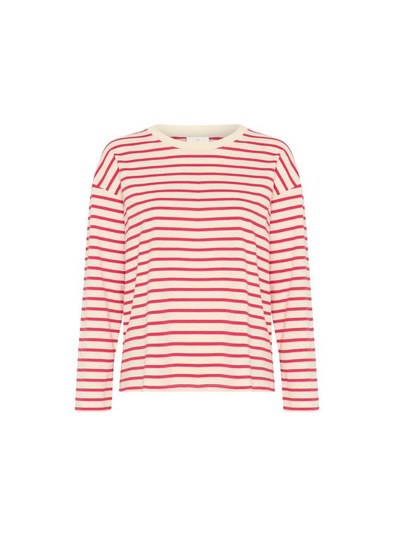 Winny L/S T-Shirt in Antique White/Virtual Pink from Kaffe