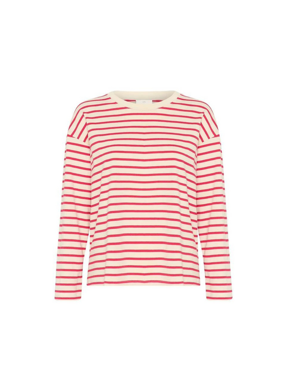 Winny L/S T-Shirt in Antique White/Virtual Pink from Kaffe
