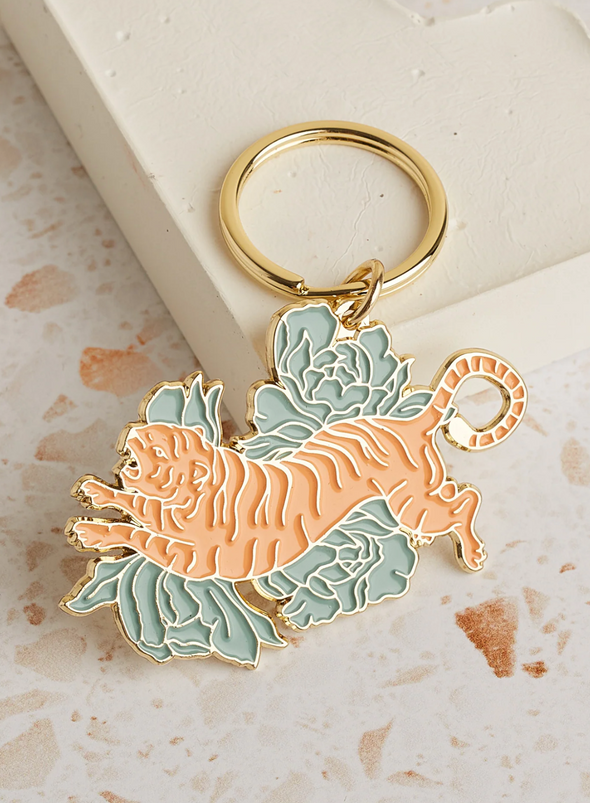 Floral Tigress Enamel Keychain from Cai & Jo