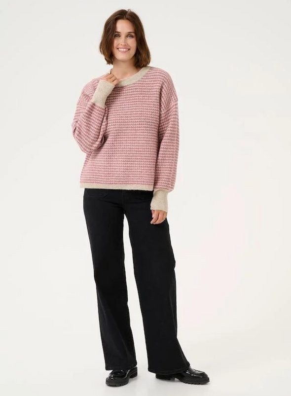 Ellery Knit Pullover in Rose/Feather Gray from Kaffe