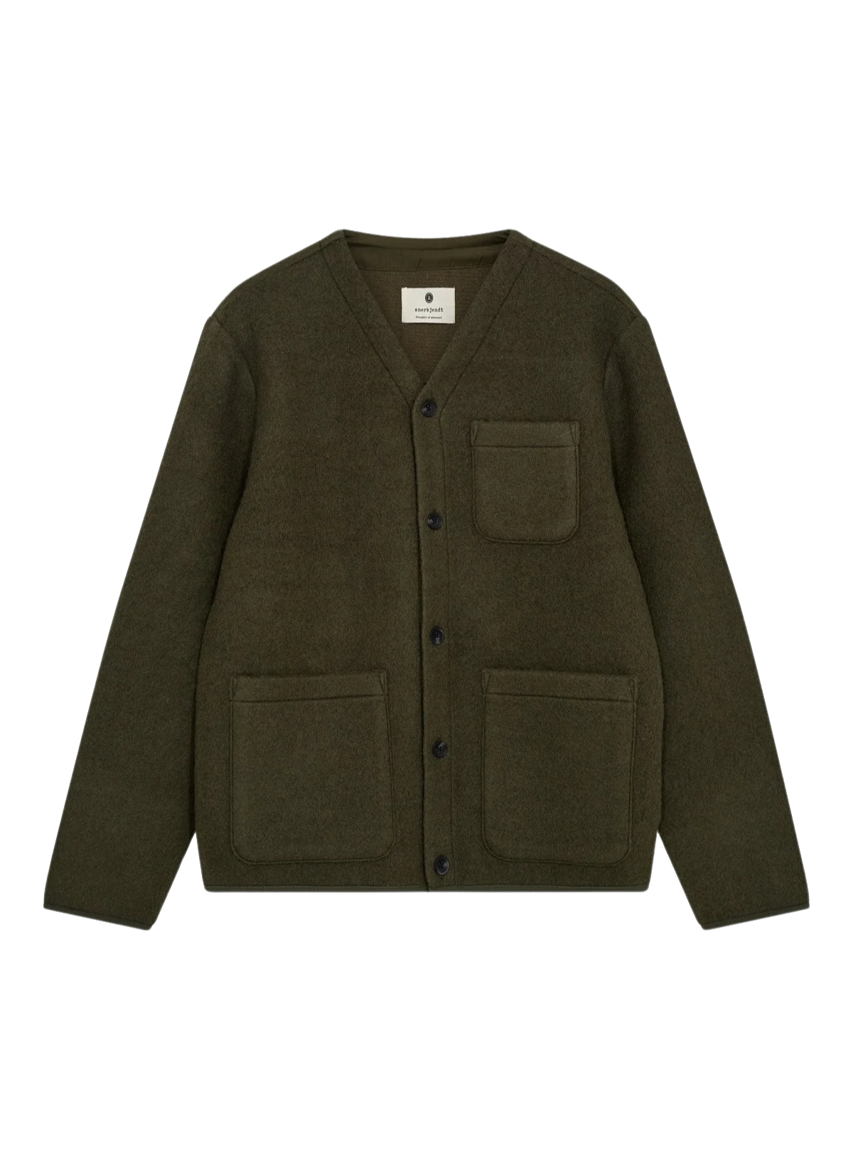 Anerkjendt Aksigurd Boiled Wool Overshirt in Forest Night