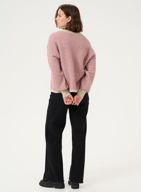Ellery Knit Pullover in Rose/Feather Gray from Kaffe