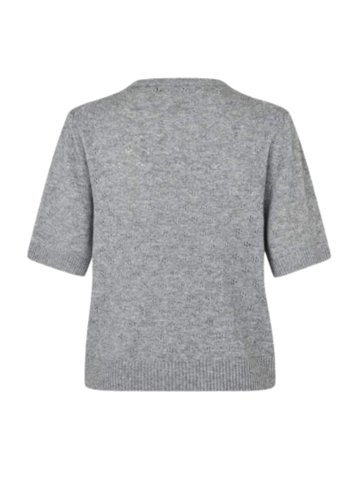 Second Female Amala Knitt SS O-neck in Mid Grey Melange