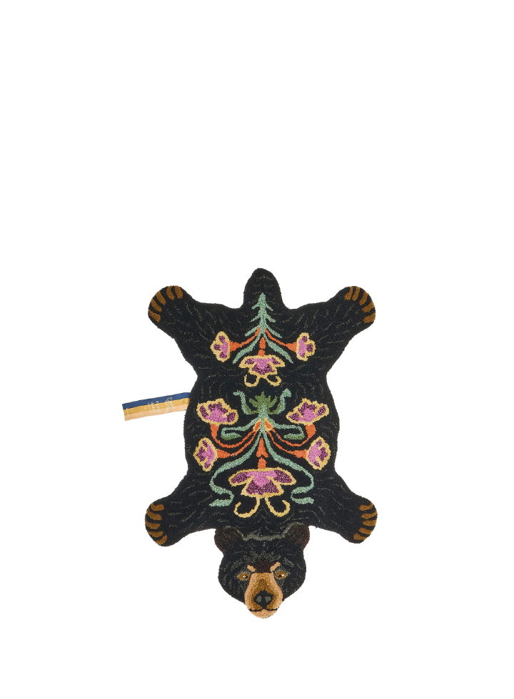 Blooming Black Bear Wool Rug Small from Doing Goods