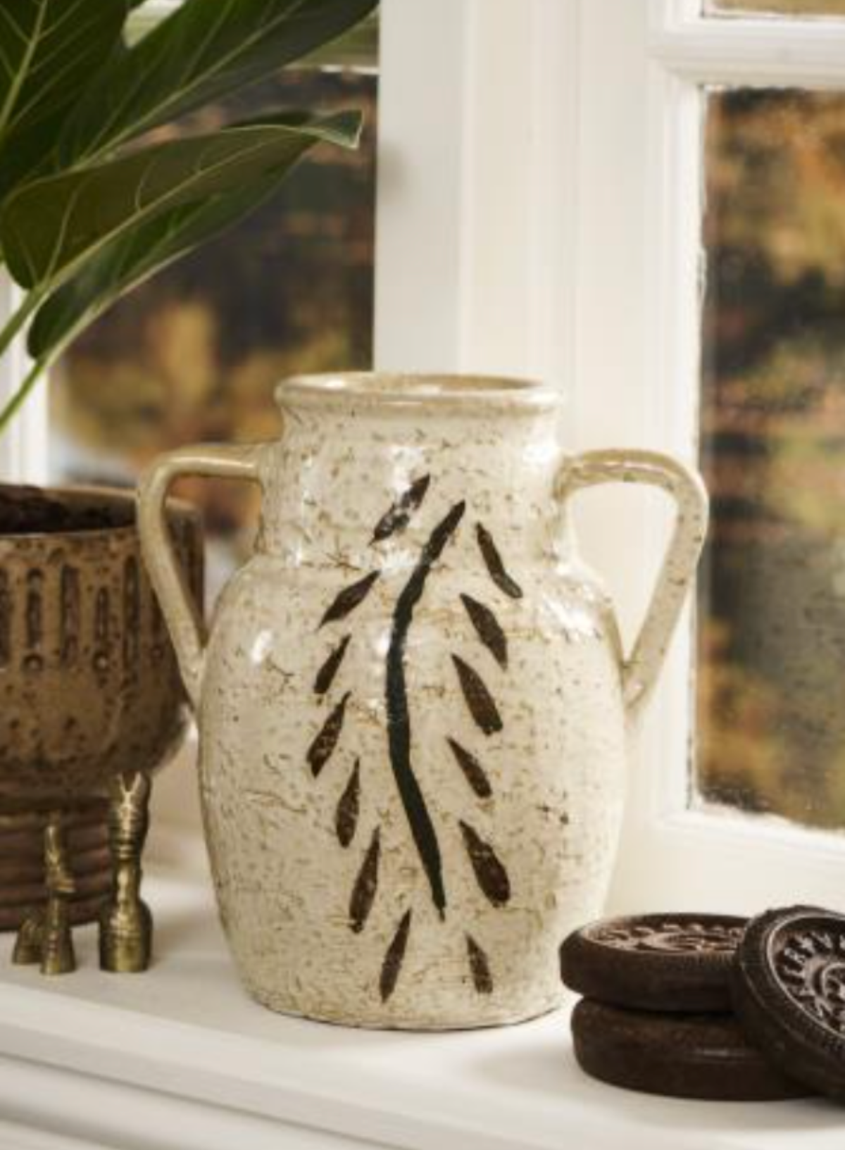 Vase W/Handles Leaf Pattern Avignon from IB Laursen