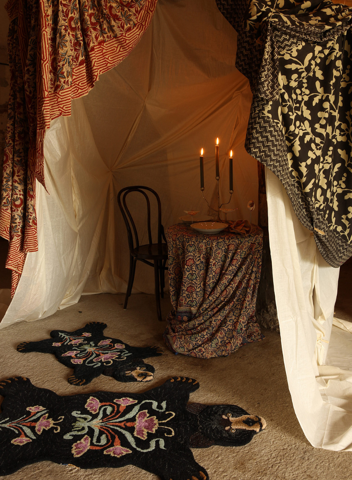 Blooming Black Bear Wool Rug Small from Doing Goods