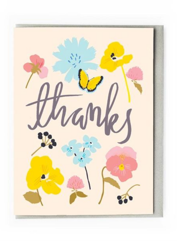 Thanks Pretty Flowers and Butterfly Card from Noi