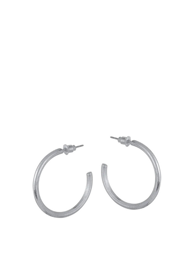 Anthonia Halo Medium Plated Hoops Earrings in Silver from Big Metal