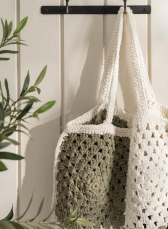 Crochet Bag Olive/White Check Pattern from IB Laursen