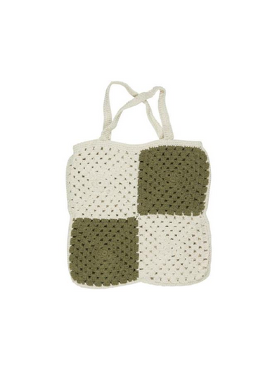 Crochet Bag Olive/White Check Pattern from IB Laursen