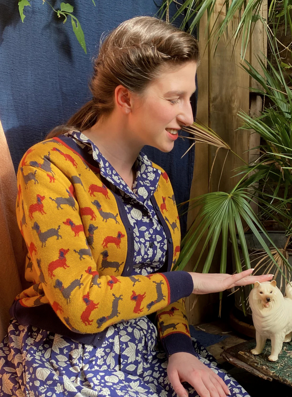 Vera Jacquard Knit in Mustard Sausage Dog from Palava