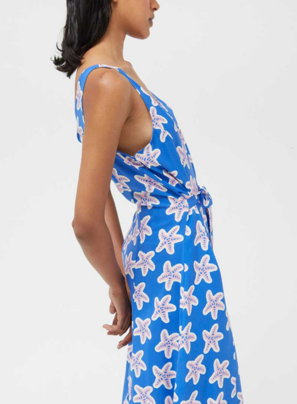 Printed Strap Dress in Blue & White from Compañia Fantastica