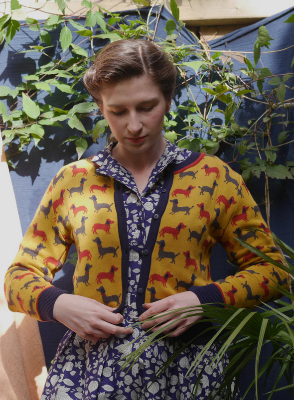 Vera Jacquard Knit in Mustard Sausage Dog from Palava