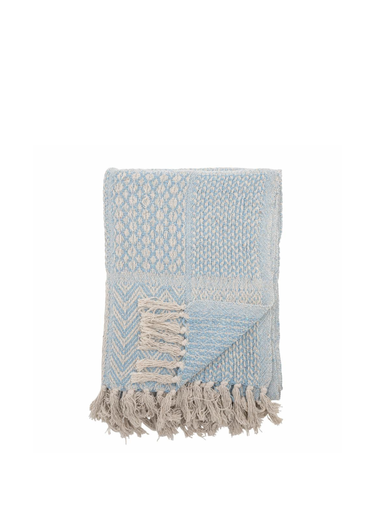 Blue Rodion Recycled Cotton Throw from Bloomingville