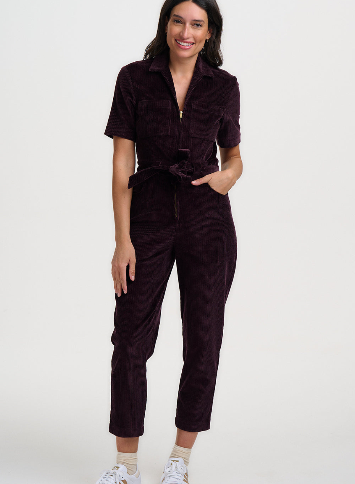 SugarhillI Meredith Boilersuit in Dark Plum Cord