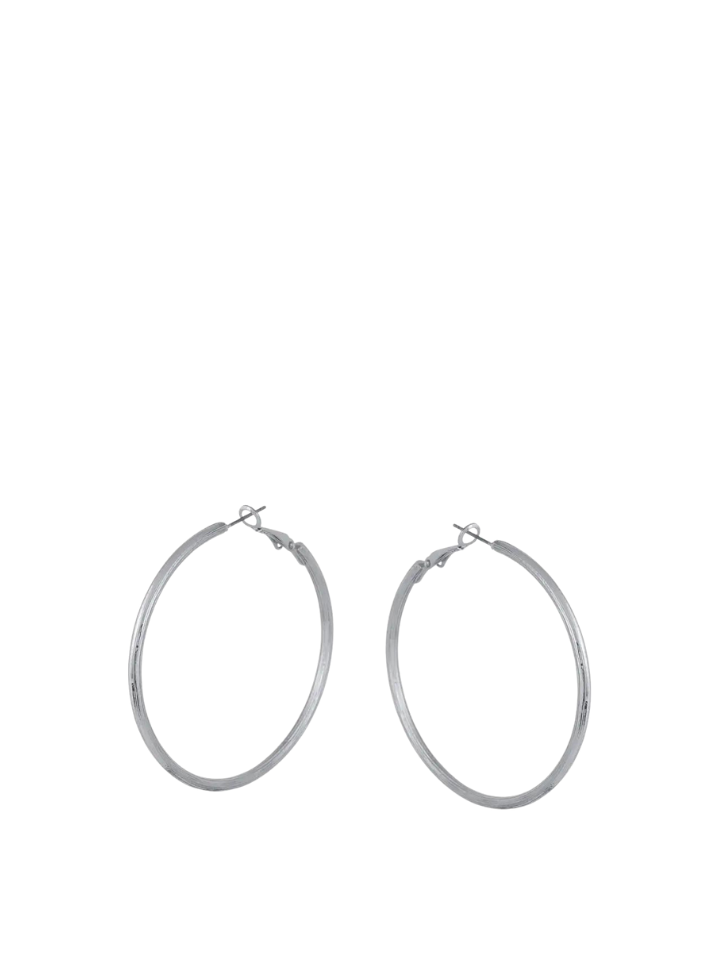 Anthonia Halo Plated Full Hoop Earrings in Silver from Big Metal