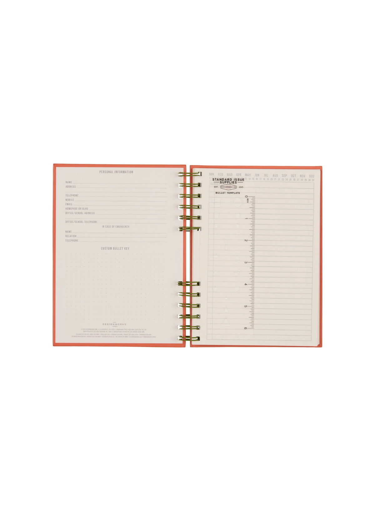 Designworks Ink Standard Issue Planner Notebook No.12 in Army Green + Chilli
