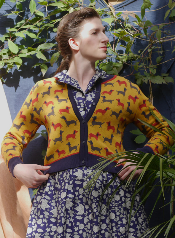 Vera Jacquard Knit in Mustard Sausage Dog from Palava