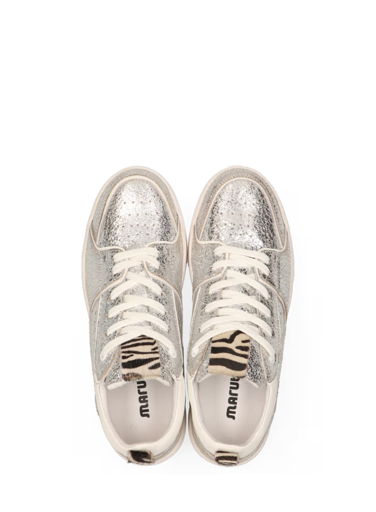 Anna Leather Trainers in Metallic Silver Zebra from Maruti Nomad and the bowerbird Bringing the outside in