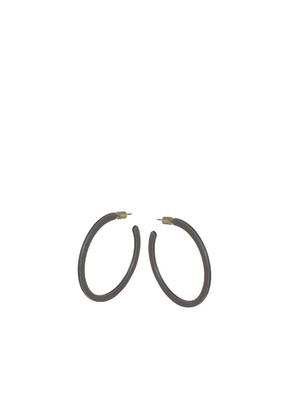 Elsa Statement Resin Hoop Earrings in Grey from Big Metal