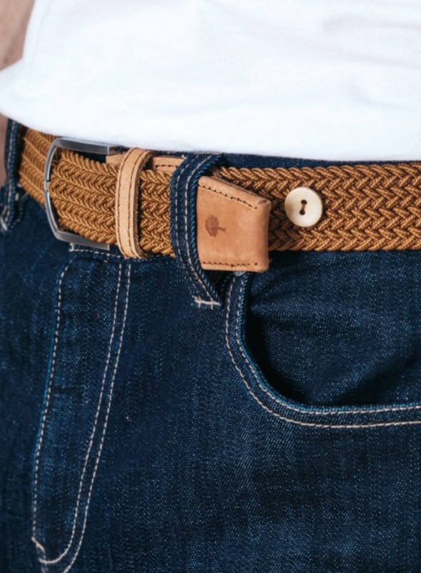 Solid Nylon Belt in Camel from Faguo