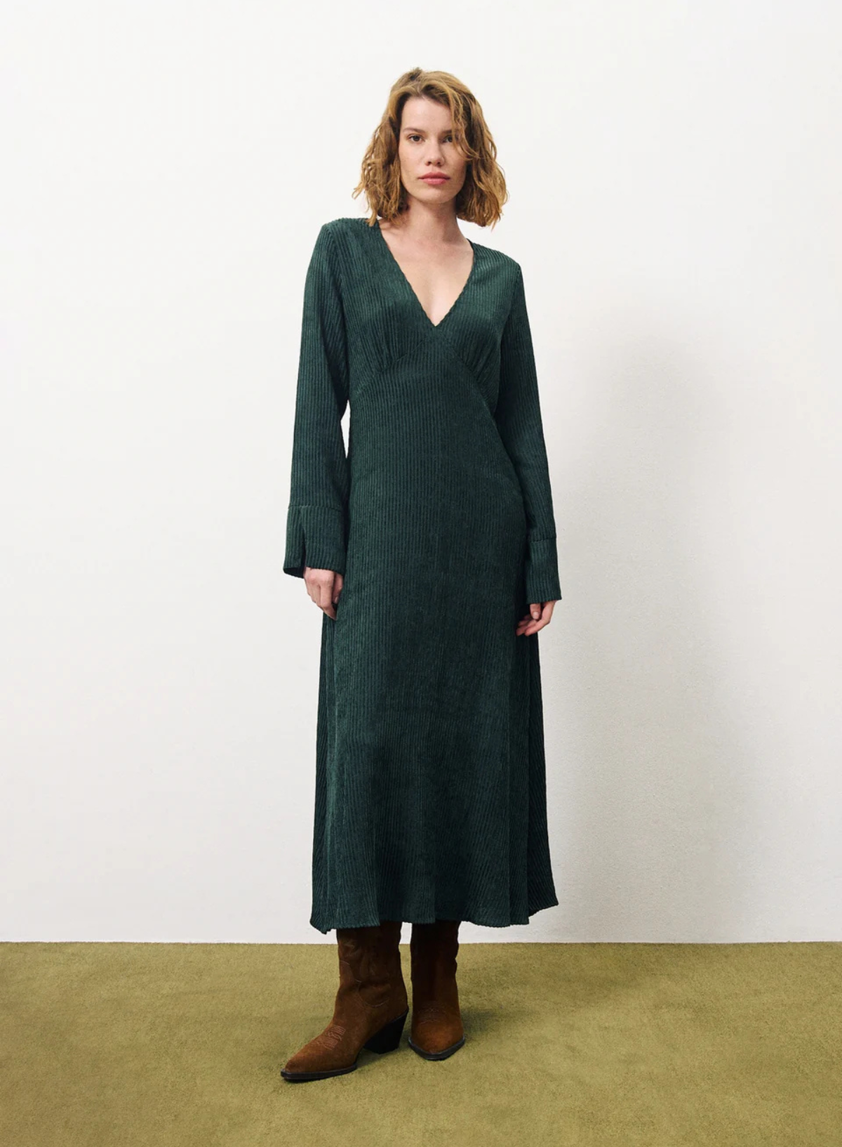 Lisna Midi Dress in Forest Green from FRNCH