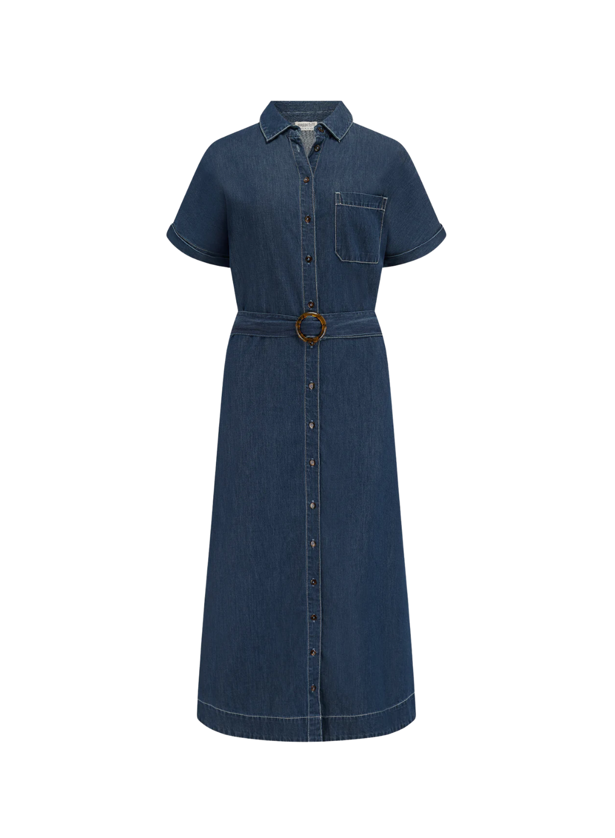 Sugarhill Lourdes Midi Shirt Dress Blue Denim